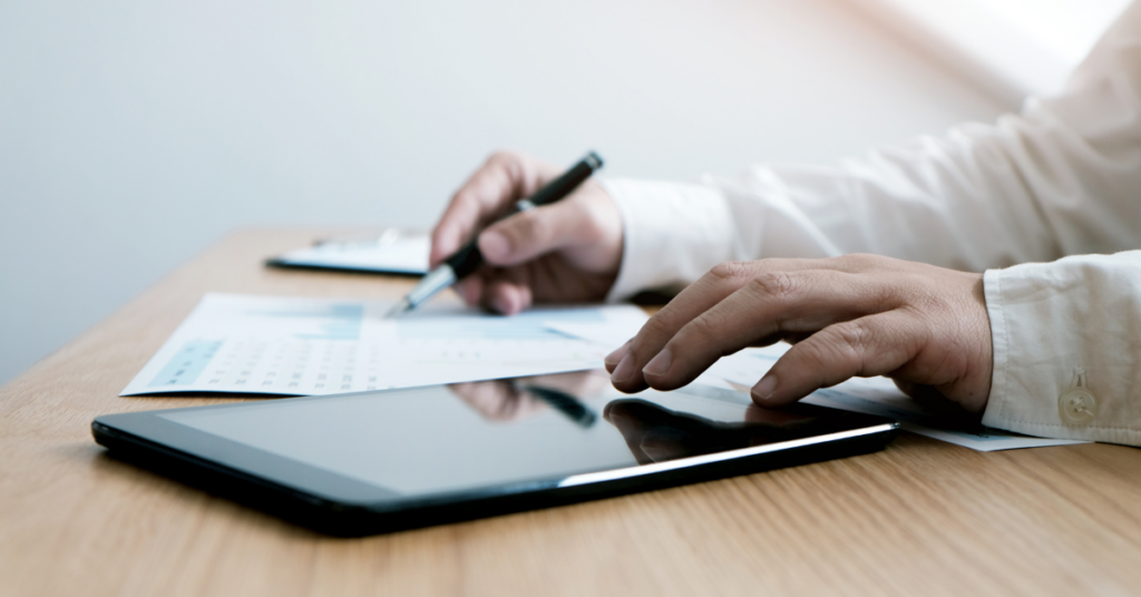 An employee conducting a background investigation.